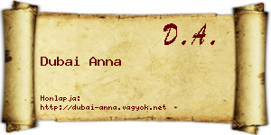 Dubai Anna névjegykártya